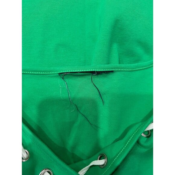 Green 3/4 Sleeve Top With Grommet  Lace Up Neckline Size XL - Picture 5 of 8